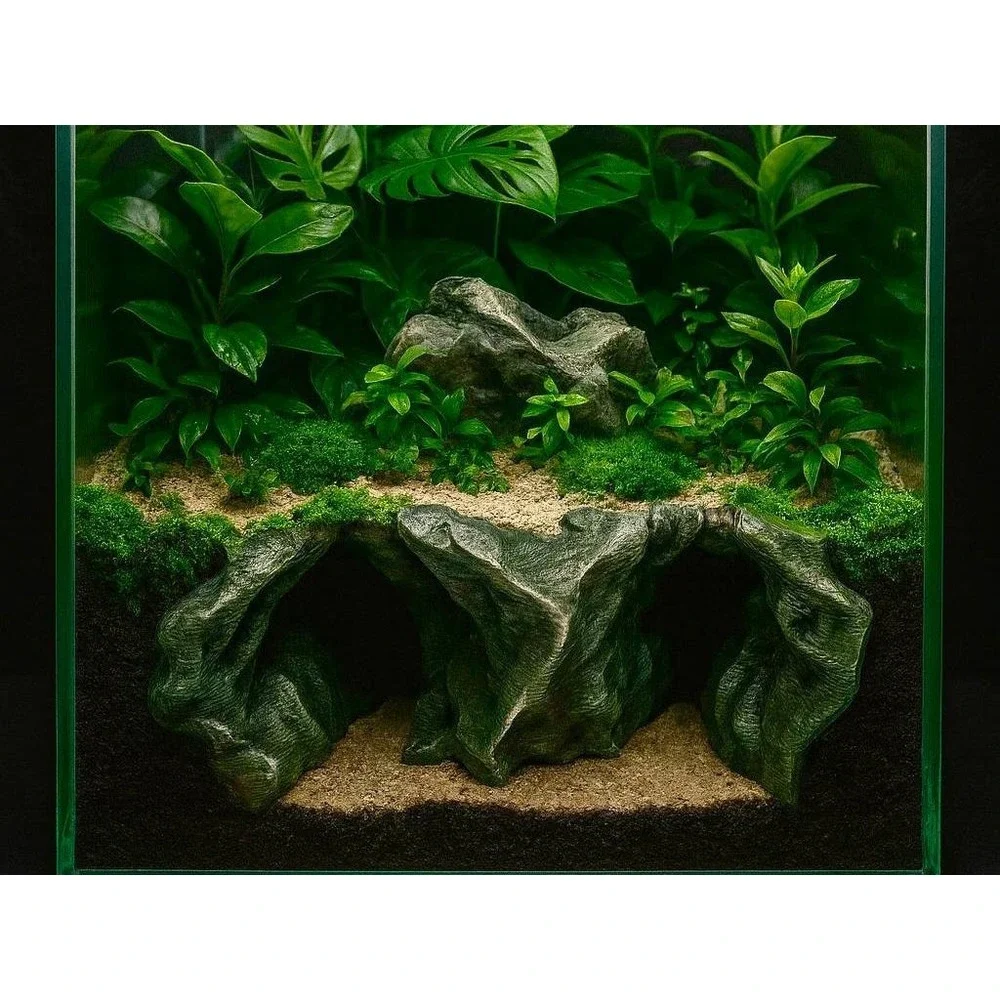 Subterranean Cave Hide – Aquarium & Terrarium Decor, Rock Gorge Cliff Cave